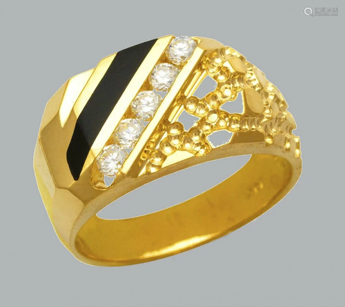 NEW 14K YELLOW GOLD MENS CZ RING ONYX LARGE