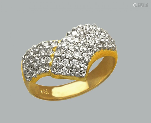 NEW 14K TWO TONE GOLD LADIES FANCY CZ COCKTAIL RING