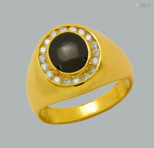 NEW 14K YELLOW GOLD MENS CZ RING ONYX LARGE