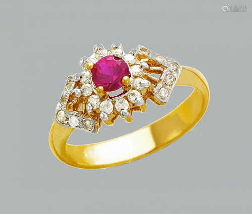 NEW 14K TWO TONE GOLD LADIES FANCY CZ RING