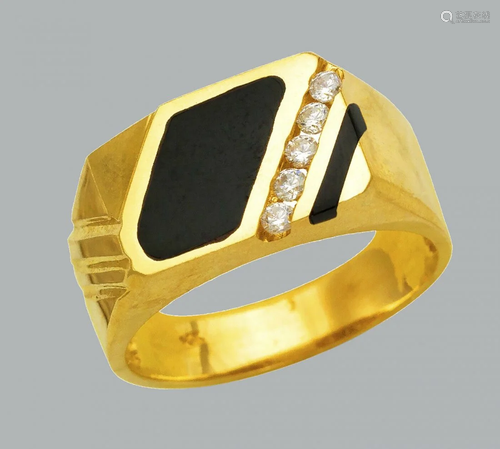 NEW 14K YELLOW GOLD MENS CZ RING ONYX LARGE