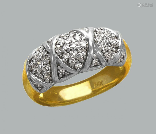 NEW 14K TWO TONE GOLD LADIES FANCY CZ COCKTAIL RING