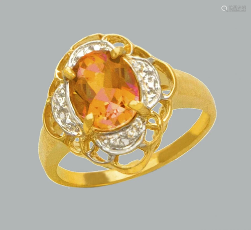 NEW 14K TWO TONE GOLD LADIES CZ COCKTAIL RING