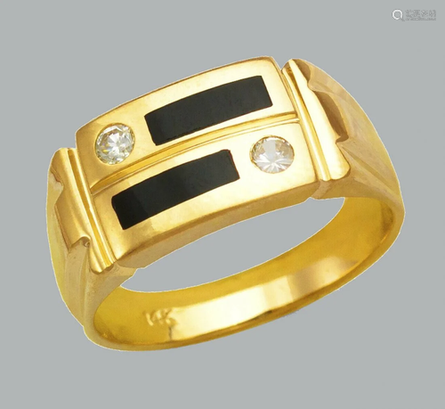 NEW 14K YELLOW GOLD MENS CZ RING ONYX LARGE