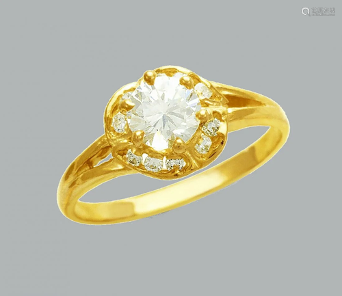 NEW 14K YELLOW GOLD LADIES FANCY CZ RING SOLITAIRE