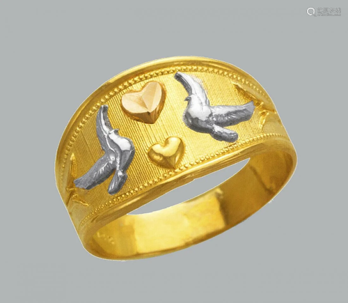 NEW 14K TRI COLOR GOLD LADIES RING BIRDS