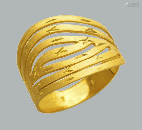 NEW 14K YELLOW GOLD LADIES RING LARGE LAYER