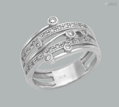 NEW 14K WHITE GOLD LADIES FANCY CZ RING BAND ROU…