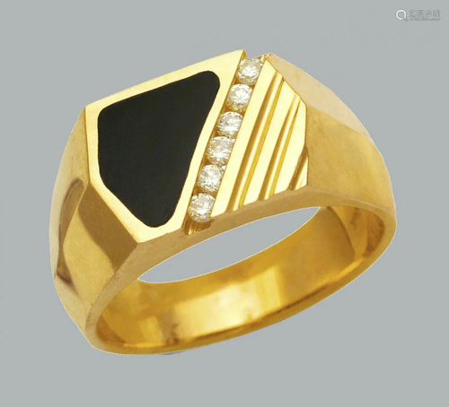 NEW 14K YELLOW GOLD MENS CZ RING ONYX LARGE