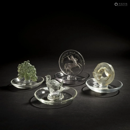 René Lalique, Four ashtrays, 1925-1960s