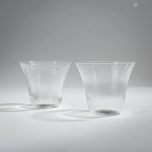 René Lalique, Two tumblers 'Lotus' and 'Pavot',