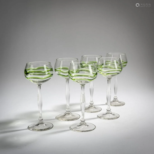 Theresienthaler Krystallglasfabrik , Six wine glasses,