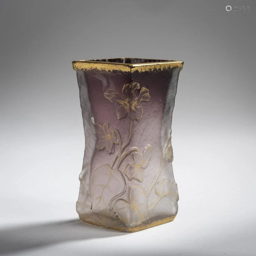 Daum Frères, Nancy, Small 'Violettes' vase, c.