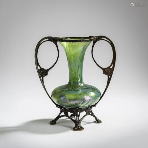 Fritz Heckert, Petersdorf, Mounted vase, 1900-05