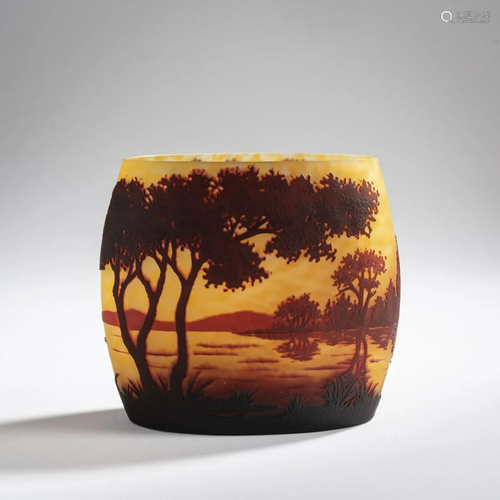 Daum Frères, Nancy, 'Paysage lacustre' vase, c.