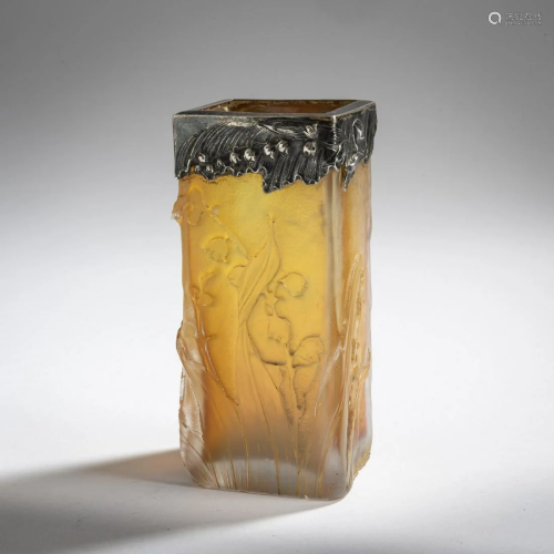 Daum Frères, Nancy, 'Muguet' vase with silver