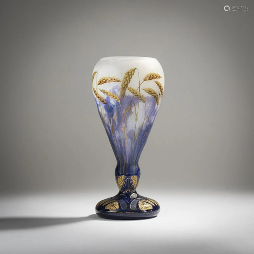 Daum Frères, Nancy, Rare 'Blés' vase, c.