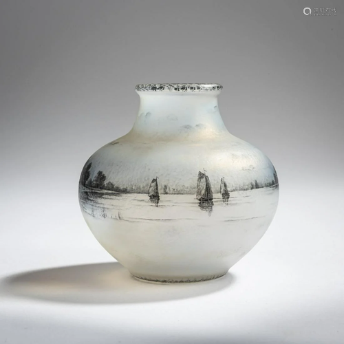 Daum Frères, Nancy, 'Paysage Delft' vase, 1899