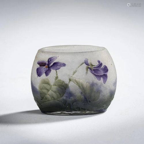 Daum Frères, Nancy, Miniature 'Violettes' vase,