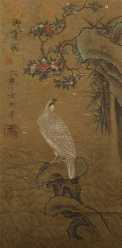 Song Dynasty - Song Huizong, Royal Eagle Drawing, Hanging Sc...