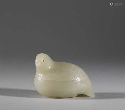 Qing Dynasty - Hetian Jade Mandarin Duck Cover Box