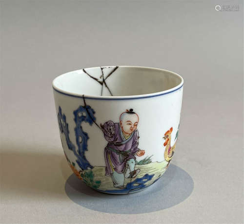 Qianlong Antique Chicken Crock Cup