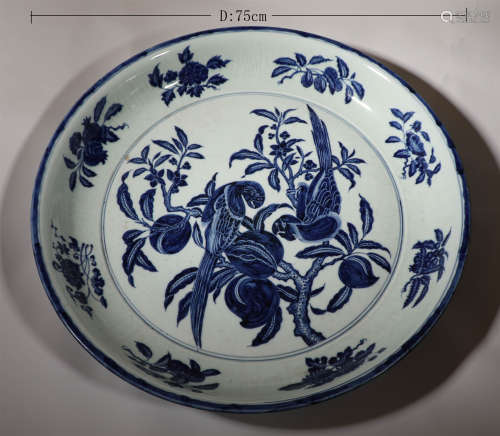 Ming Dynasty - Xuande Flower Bird Pattern Plate