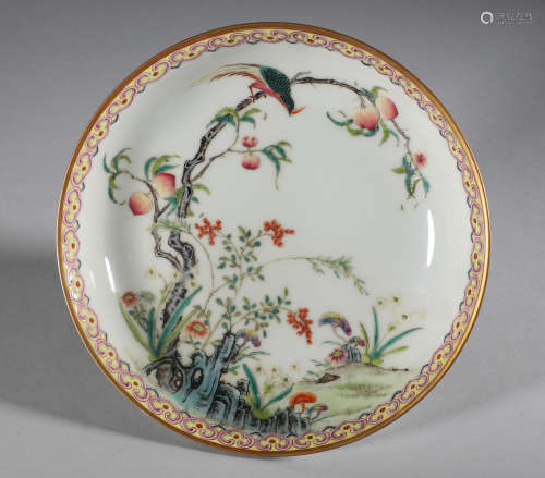 Qing Dynasty - Famille Rose Peach Plate