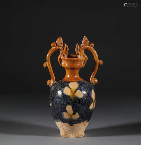 Tang Dynasty - Three-color Double Dragon Pot