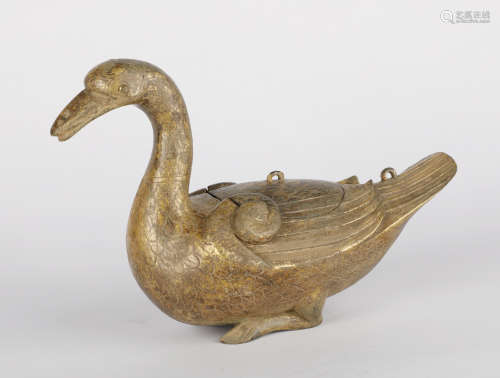 Han Dynasty - Gilt Bronze Goose-Shaped Lid Box
