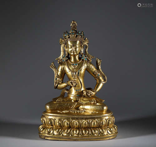 Qing Dynasty - Gilt Bronze Statue of Guanyin Buddha