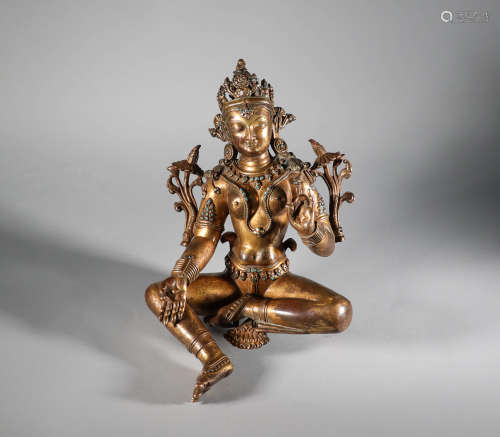 Qing Dynasty - Seated Gilt Bronze Guanyin Statue