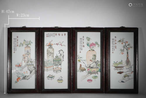 Qing Dynasty - Four Shallow Crimson Screens