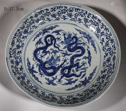 Da Ming - Jiajing Large Dragon Plate