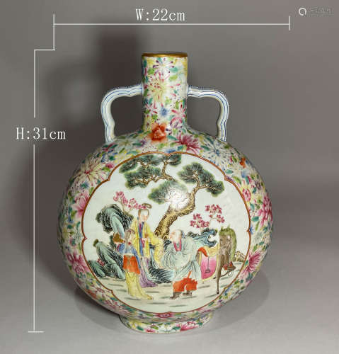 Yongzheng - Flowers Figure Flat Pot