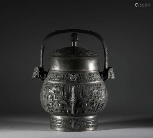 Han Dynasty - Bronze Bronze Pot with Animal Face