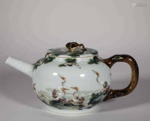 Qing Dynasty - Yongzheng Pine and Crane Teapot