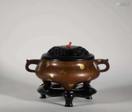 Qing Dynasty - Copper Sprinkled Gold Incense Burner