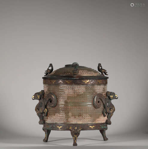 Han Dynasty - Mixed Gold and Silver Inlaid Jade Jar