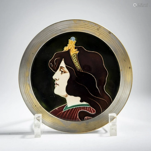 Carl Sigmund Luber, Mounted 'Female profile' tile, c.