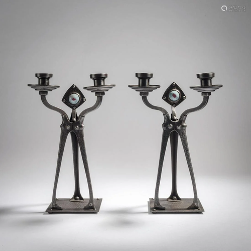 Albin Müller , Two candlesticks, 1900-05