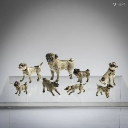 Wiener Bronze, Eight miniature dogs, 1900-1920