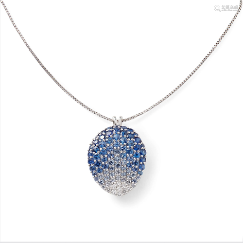 A sapphire and diamond set pendant