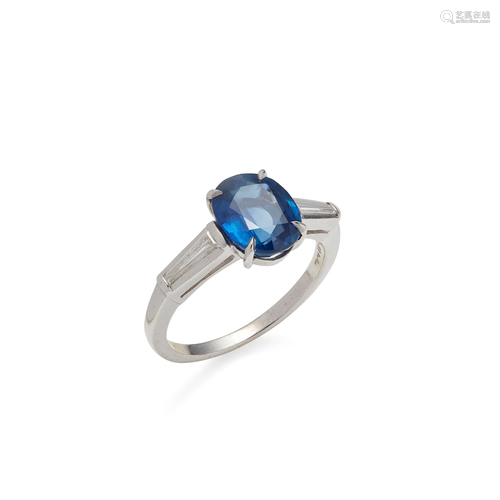 A sapphire and diamond set ring