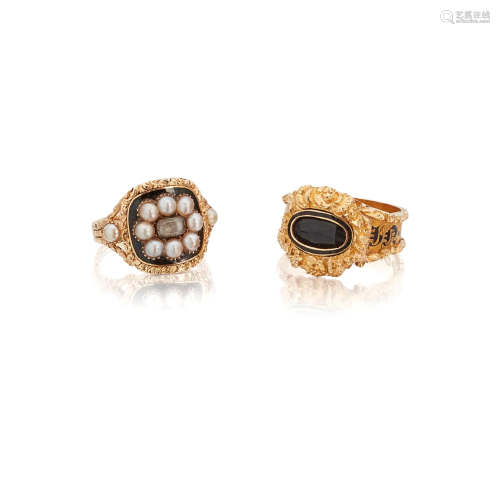 Two early 19th Century mourning rings