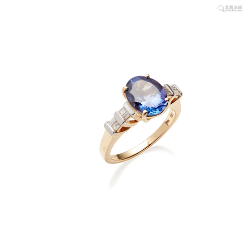 A Tanzanite and diamond set ring