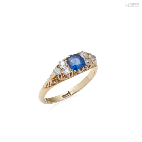 A sapphire and diamond set ring