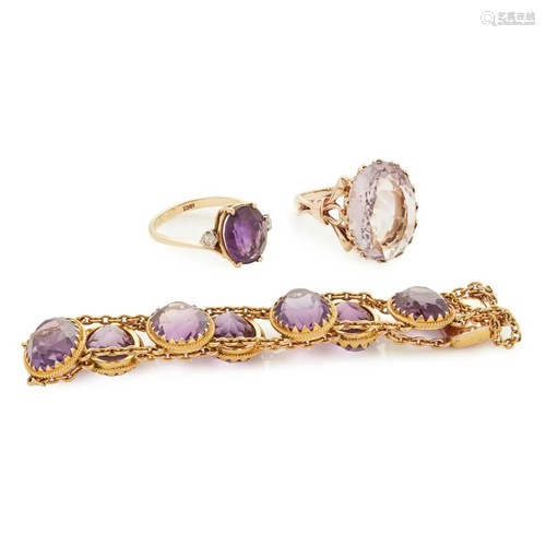 An amethyst set bracelet