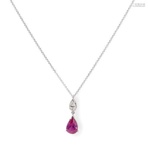 A ruby and diamond set pendant