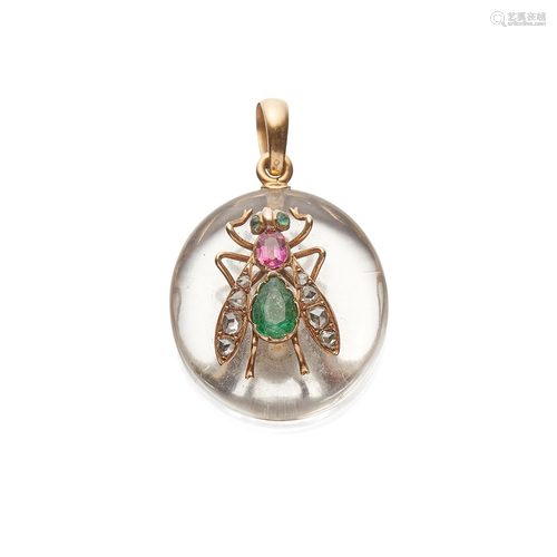 A late Victorian multi-gem set novelty pendant